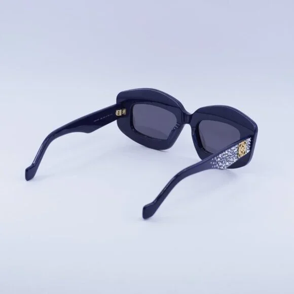 NWT Loewe Crystal Sunglasses LW4114IS 90A Navy Blue | Swarovski | Authentic Loewe LW4114IS 90A Sunglasses Navy with Crystal Studs  main image 3